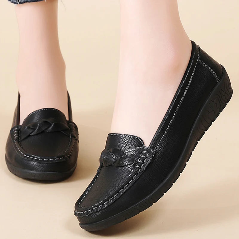 Women’s 2025 Loafers – Slip-On PU Flats, Comfortable Casual Shoes