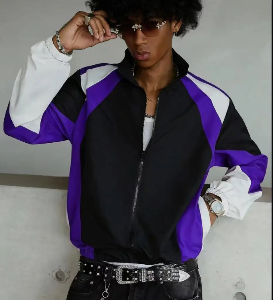 JoseSalman Men’s Casual Patchwork Jacket – Spring & Autumn Zipper Coat