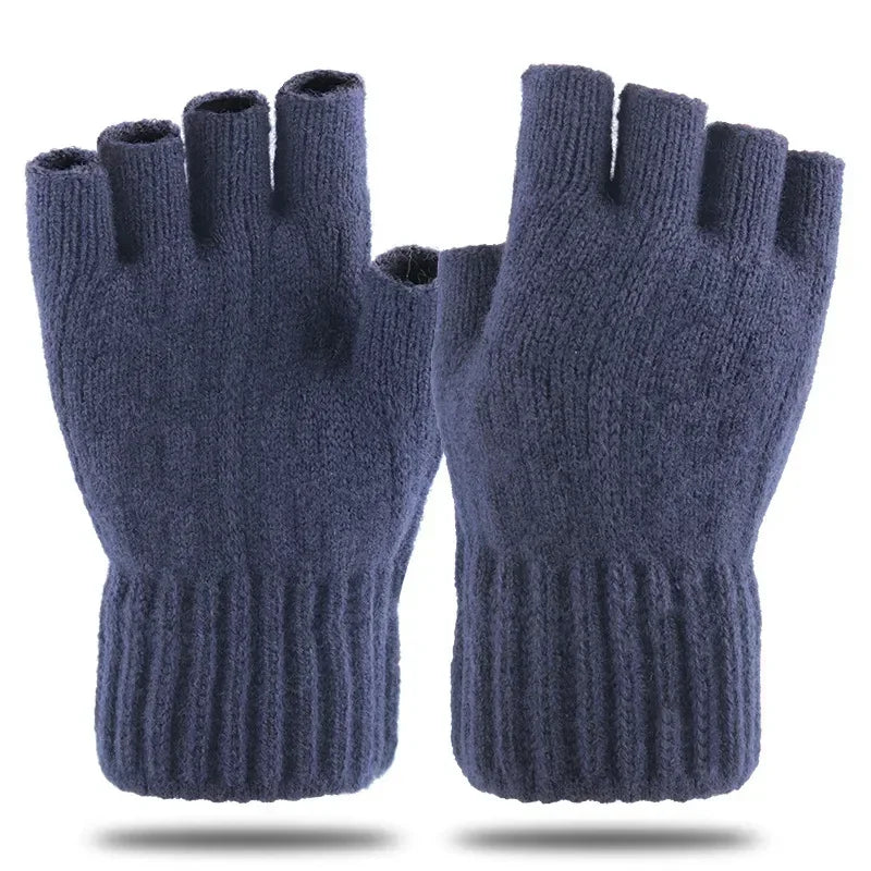 Half-Finger Alpaca Wool Gloves for Men – Warm Winter Knitted
