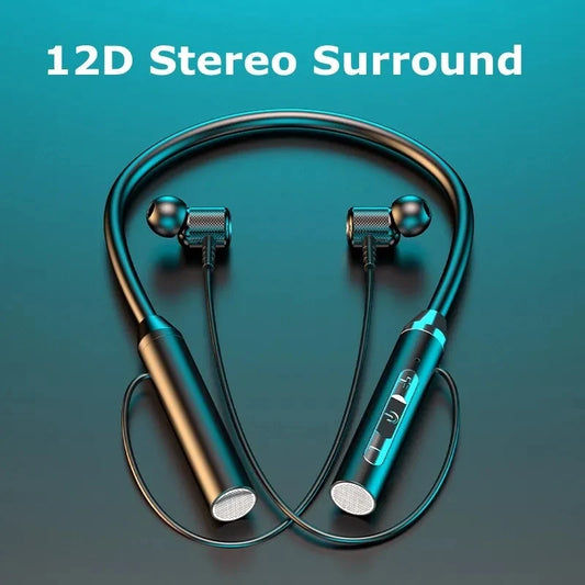 Wireless Headphones Bluetooth 5.0, Neckband Earphones Silicone Hifi, 9D Stereo Sports Headset Halter, Waterproof Magnetic Earbuds