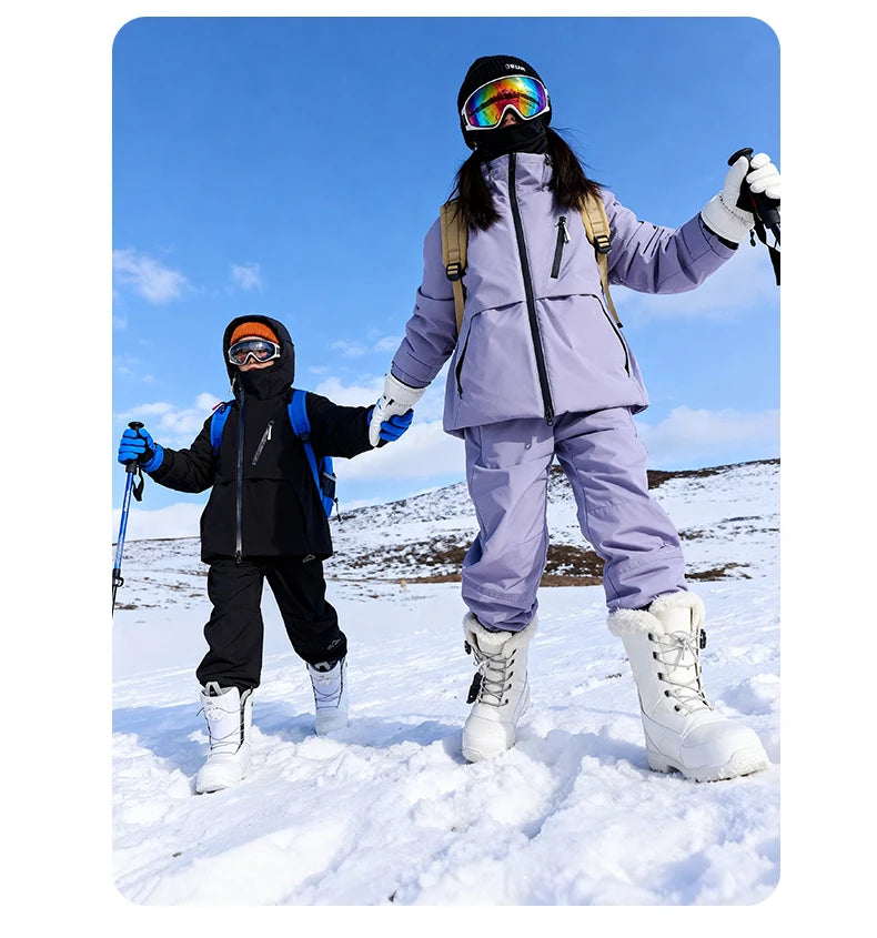 Children's Skiing Wear,Top+Bottom Winter Boys Snowboarding Suit,Girls Ski Suits,Windproof Waterproof Kids Ski Jacket Snow Pants