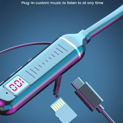 Wireless Earphones 5.3 Neckband Headphones Gaming LED Display Stereo Sports Headset Halter Waterproof Magnetic Earbuds