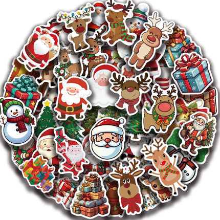50PCS Cartoon Christmas Art, Aesthetic Stickers Pack for Kids Toy Diary, mobile, leptop sticker