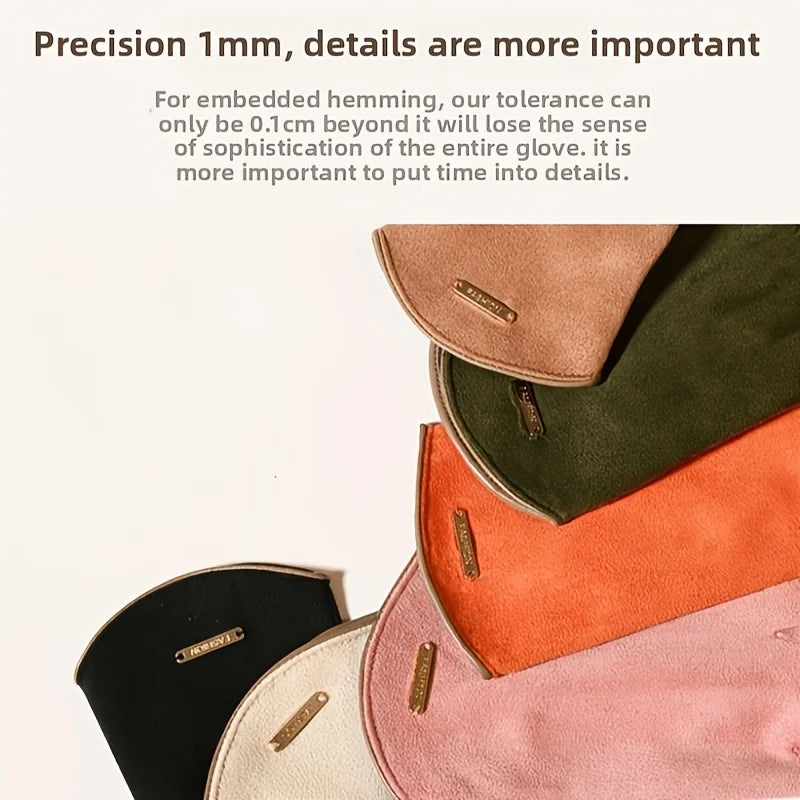 Women’s Suede Touchscreen Winter Gloves – Warm Fleece Lined