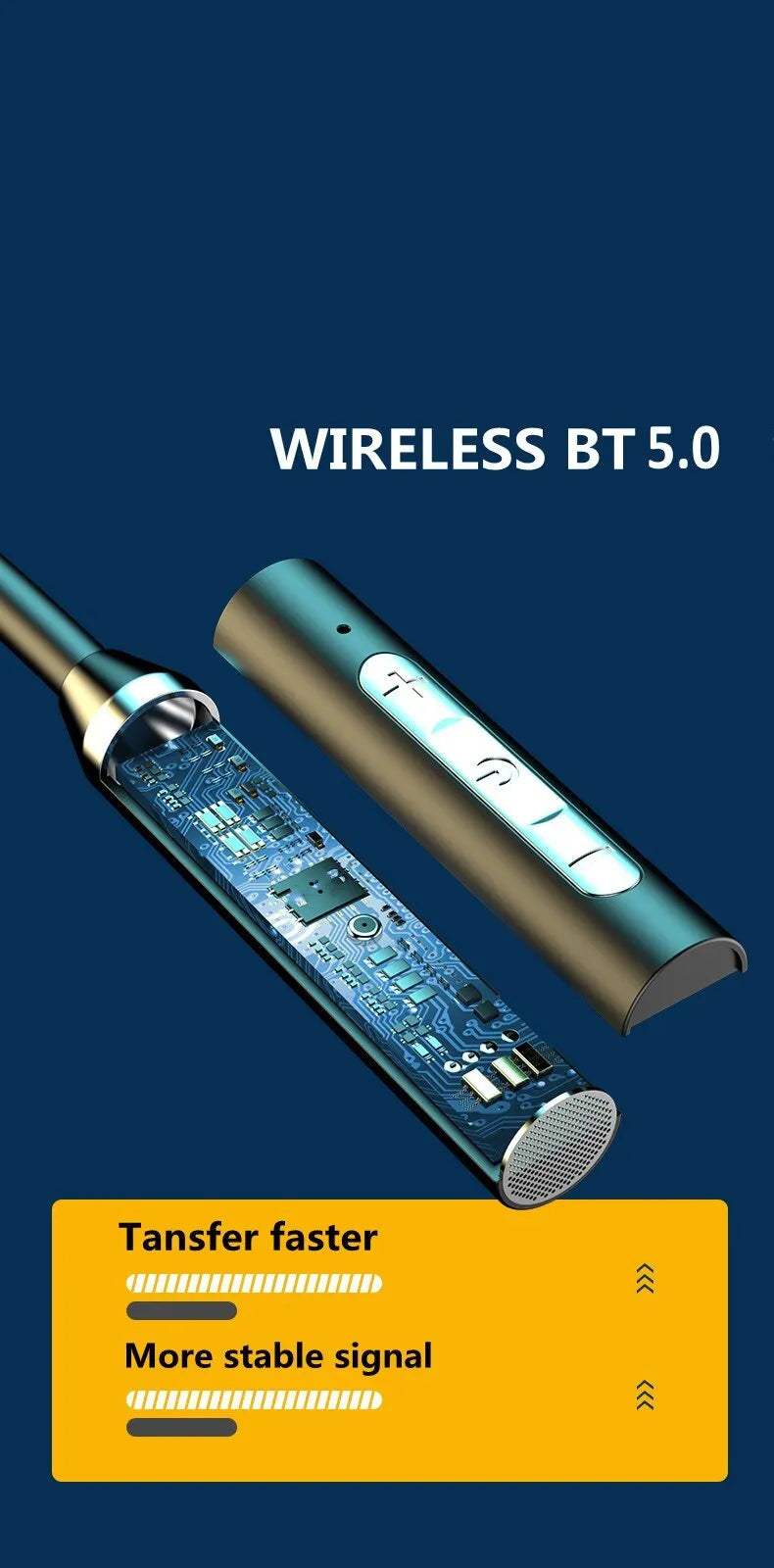 Wireless Headphones Bluetooth 5.0, Neckband Earphones Silicone Hifi, 9D Stereo Sports Headset Halter, Waterproof Magnetic Earbuds