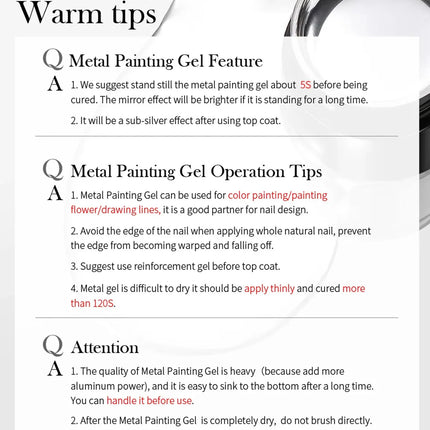 Makartt 8ml Mirror Shine Gel Metallic Silver Gel UV/LED Gel Metal Painting Gel Drawing Mirror Nail gel for Nail Art Designs