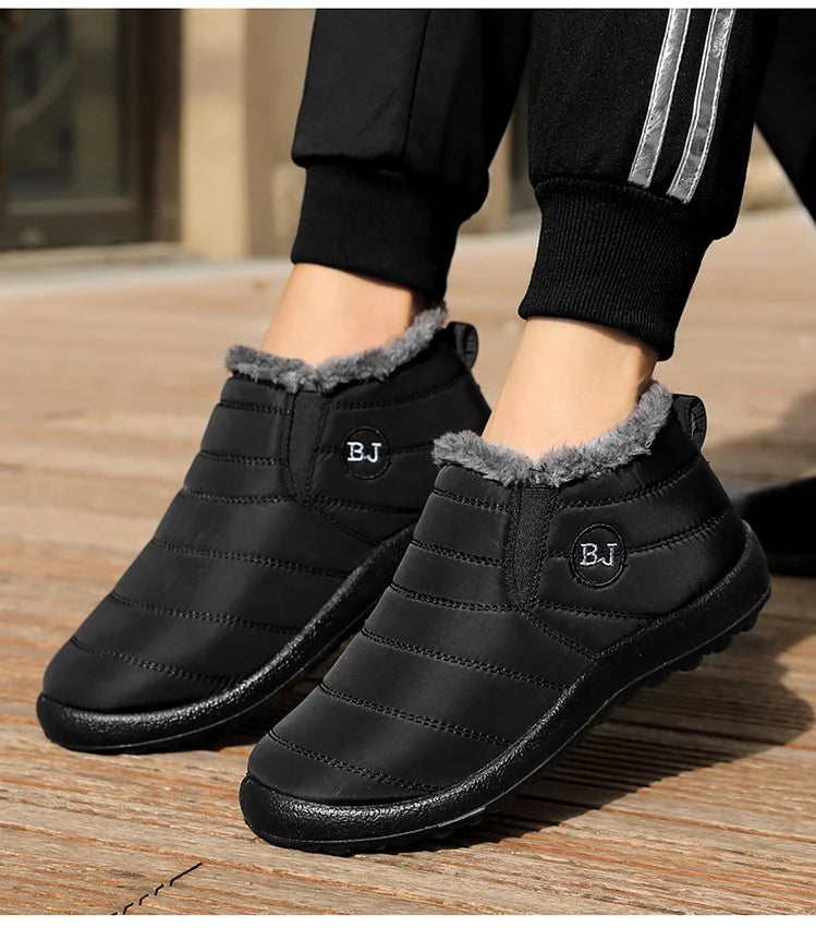 HAJINK Men Winter Sneakers – Waterproof Plush Casual Shoes, Lightweight & Warm