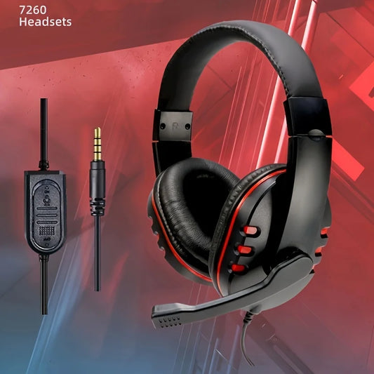 7260 Wired Headphones with, Microphone，Suitable for work, meetings、Study Recording、Entertainment Games，Compatible：PS4/PS5/Xbox One