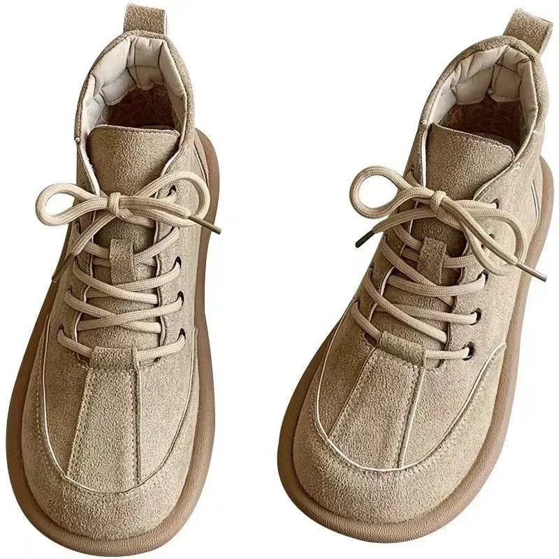 Women’s 2025 PU Lace-Up Flats – Comfortable Daily Platform Shoes