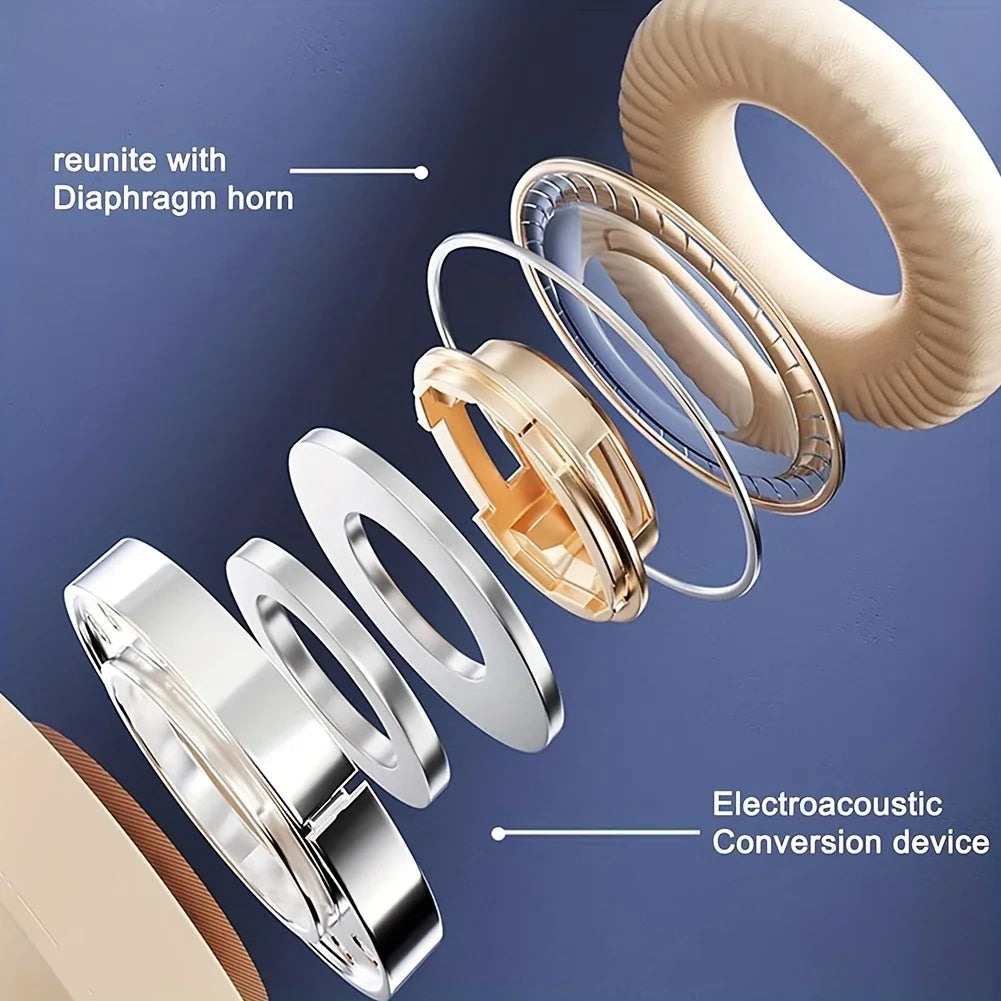 Bluetooth Headphone Wireless, Headset Over The Ear High Fidelity, Bass Stereo With Microphone Music, Gaming Foldable Headsets