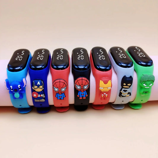Marvel Children's Watch Cartoon, Fashion Watches Electronic Digital, LED Display Watches Waterproof, Holiday Gift Kids Watches