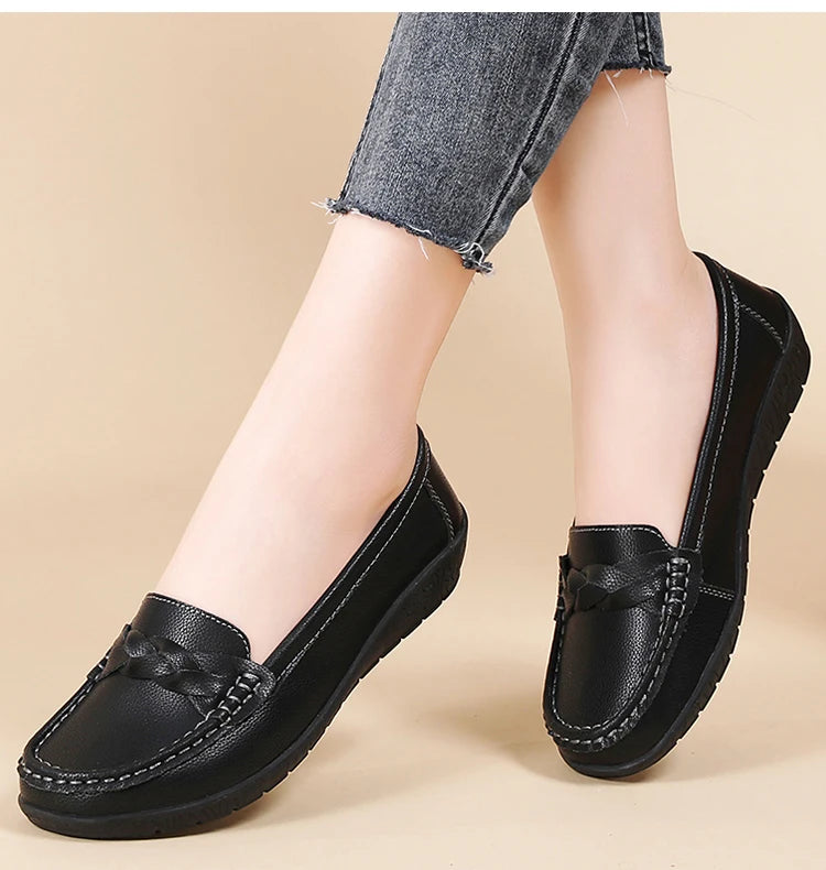 Women’s 2025 Loafers – Slip-On PU Flats, Comfortable Casual Shoes
