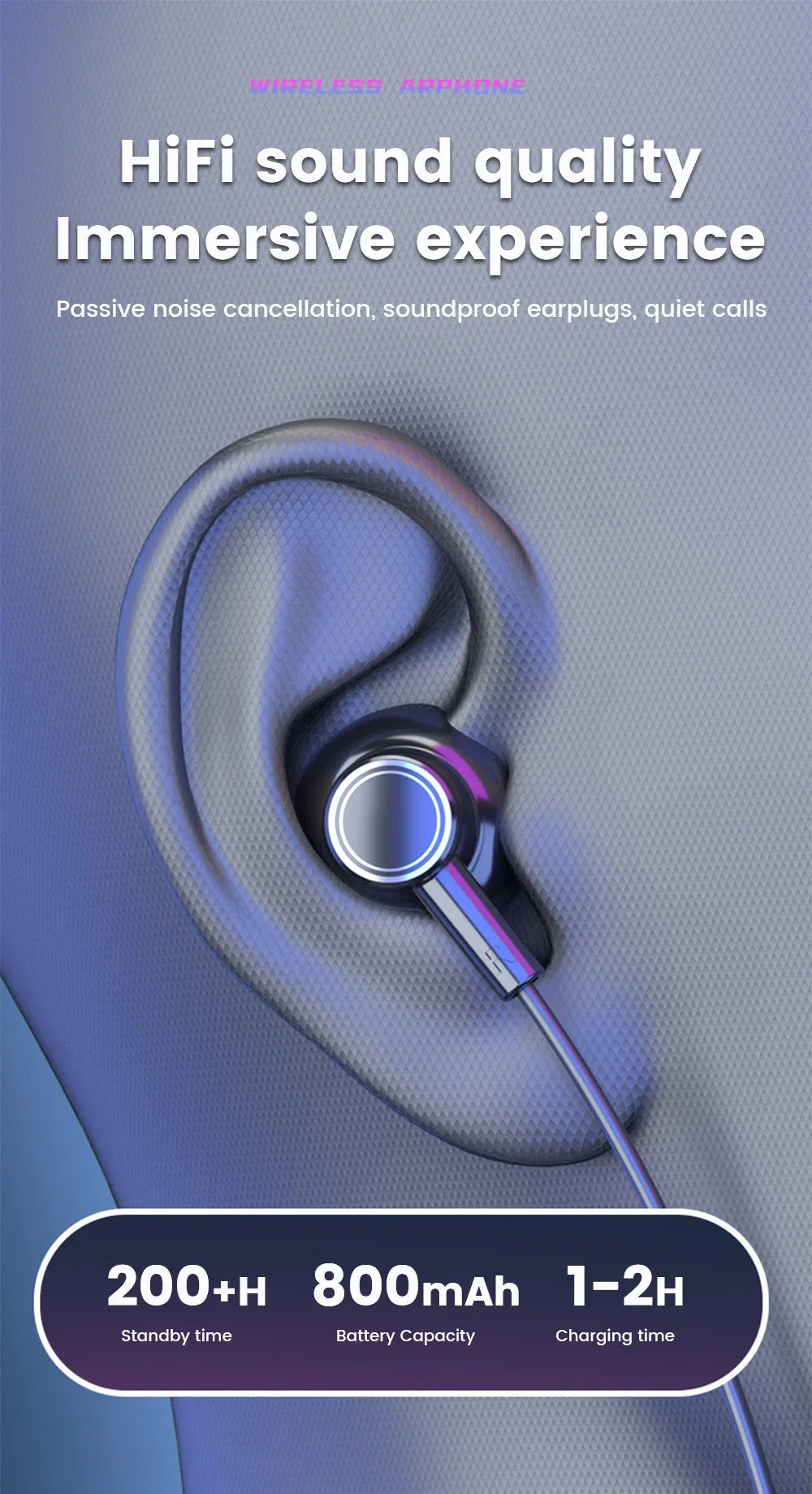 Wireless Earphones 5.3 Neckband, Headphones Gaming LED Display, Stereo Sports Headset Halter, Waterproof Magnetic Earbuds