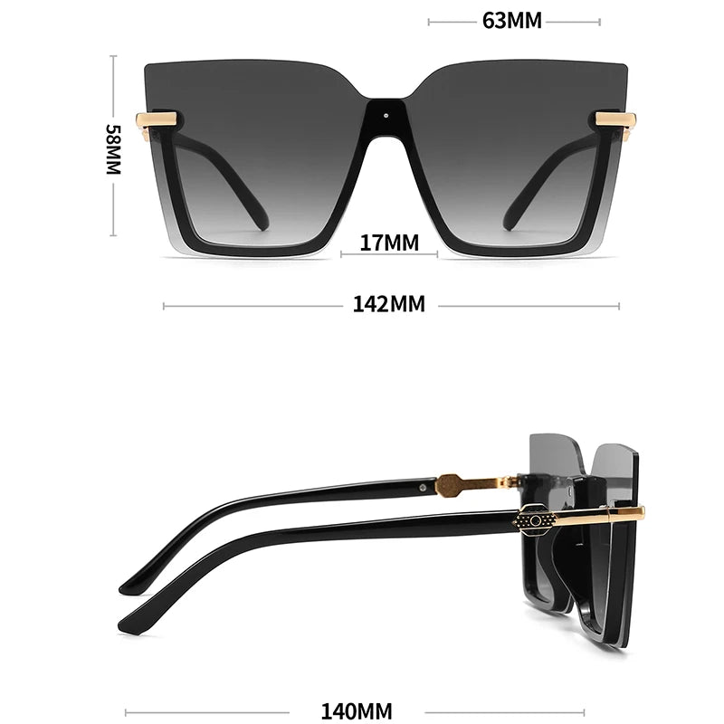 Women Men Sun Glasses, Streetwear Large Frame Eyewear, GogglesHollow Out Square One-piece Sunglasses, Women MenGlasses
