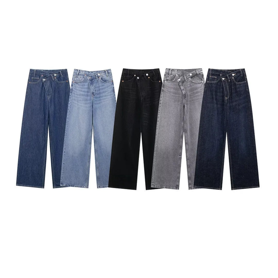 Women’s Wide Leg Jeans, High Waist Casual Denim