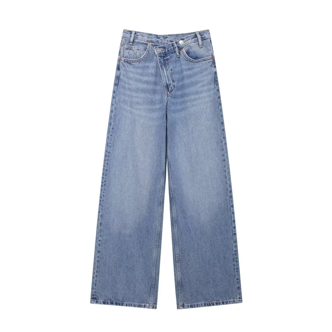 Women’s Wide Leg Jeans, High Waist Casual Denim