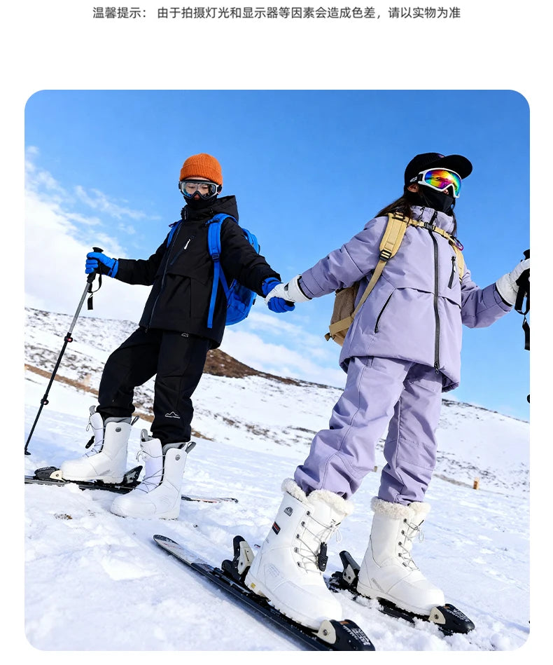 Children's Skiing Wear,Top+Bottom Winter Boys Snowboarding Suit,Girls Ski Suits,Windproof Waterproof Kids Ski Jacket Snow Pants