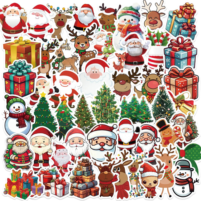 50PCS Cartoon Christmas Art, Aesthetic Stickers Pack for Kids Toy Diary, mobile, leptop sticker