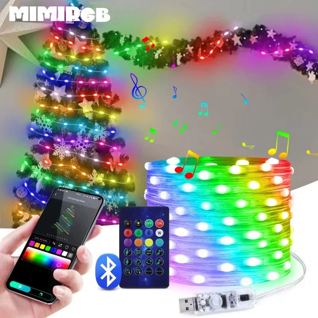 USB light Strip Smart RGB String Bluetooth Dream Color Light 5V Christmas Birthday Party Garland Decor Fairy Lights for Home