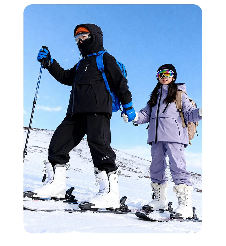 Children's Skiing Wear,Top+Bottom Winter Boys Snowboarding Suit,Girls Ski Suits,Windproof Waterproof Kids Ski Jacket Snow Pants
