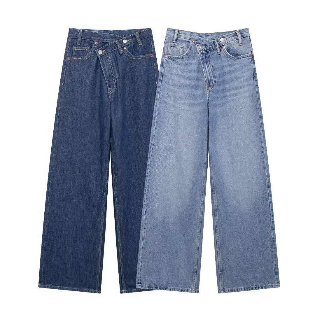 Women’s Wide Leg Jeans, High Waist Casual Denim