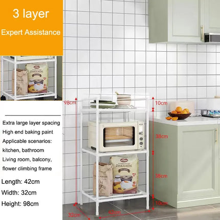 Multi-Layer Kitchen Rack Household Microwave Stove Shelf Multi Scene Bathroom Living Room Shelf Pantry Closet Kitchen Organizer