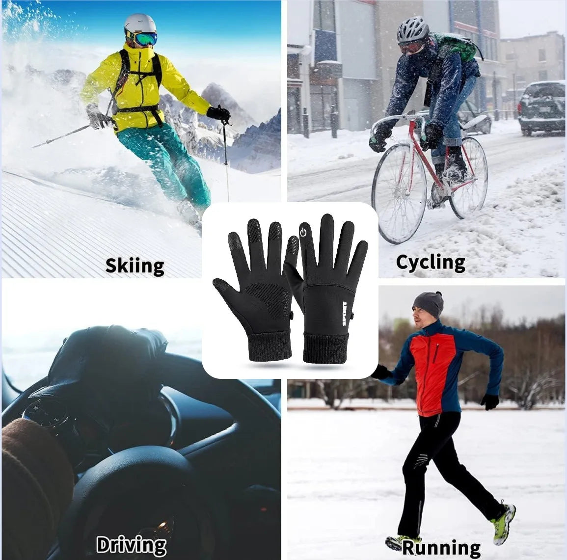 Men & Women Touch Screen Winter Gloves – Warm Water-Resistant Windproof Thermal Gloves