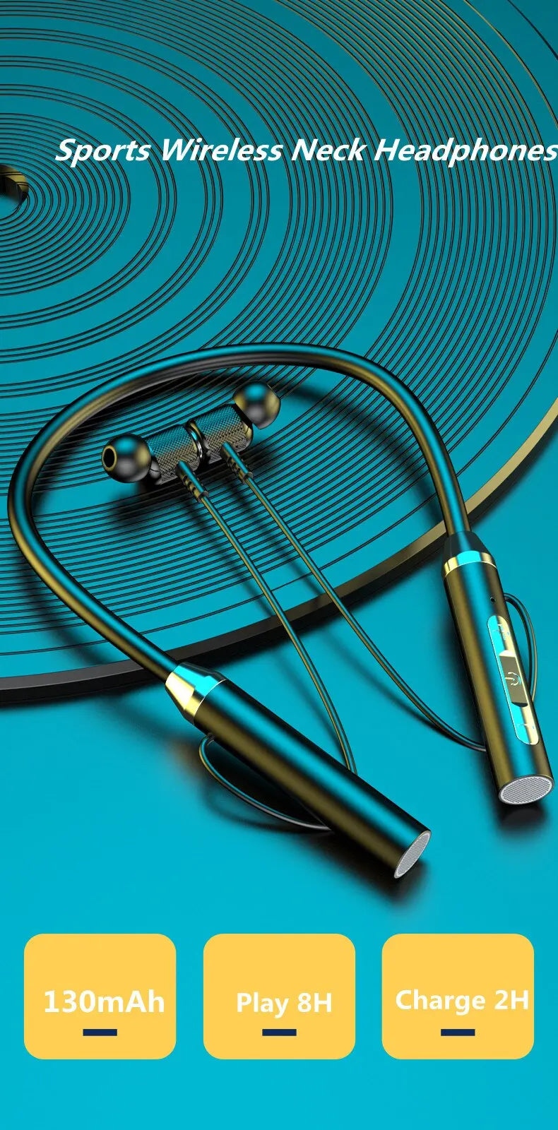 Wireless Headphones Bluetooth 5.0, Neckband Earphones Silicone Hifi, 9D Stereo Sports Headset Halter, Waterproof Magnetic Earbuds