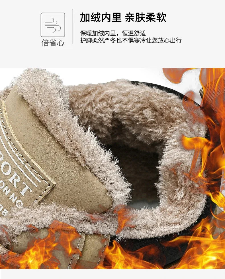 Men’s 2025 Cow Suede Ankle Snow Boots – Handmade Winter Casual Boots