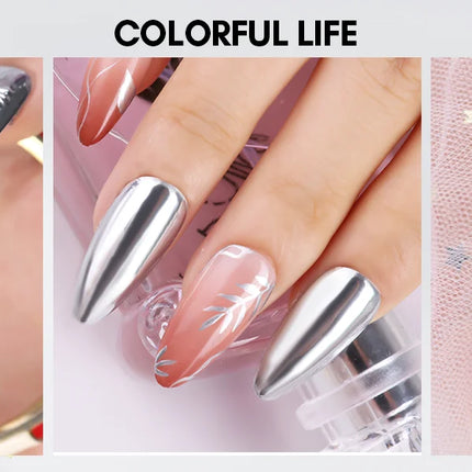 Makartt 8ml Mirror Shine Gel Metallic Silver Gel UV/LED Gel Metal Painting Gel Drawing Mirror Nail gel for Nail Art Designs