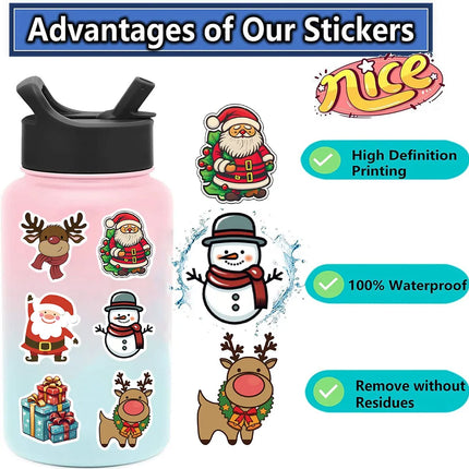 50PCS Cartoon Christmas Art, Aesthetic Stickers Pack for Kids Toy Diary, mobile, leptop sticker
