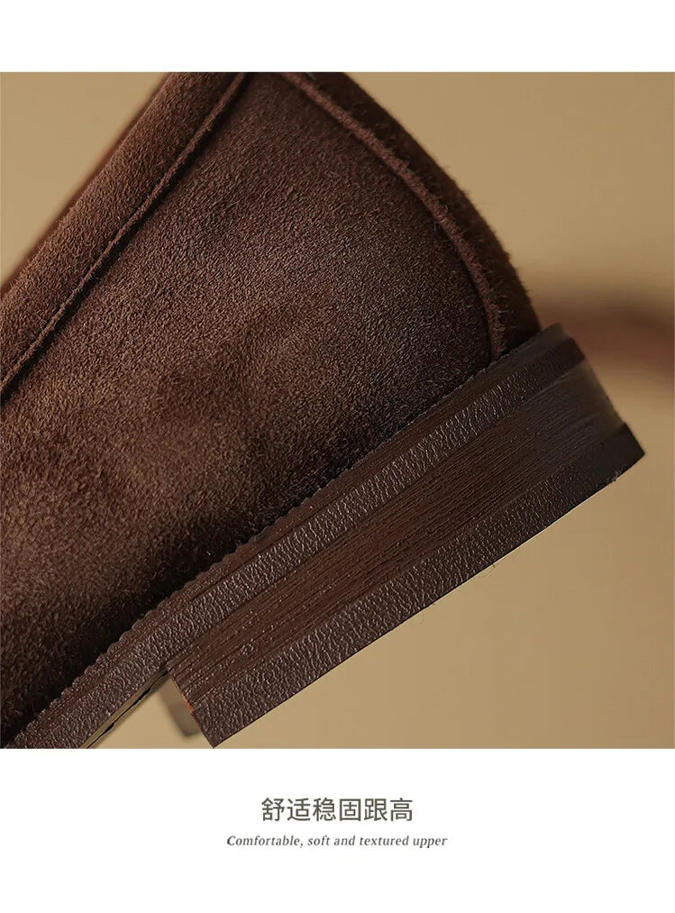 Women’s Kid Suede Slip-On Flats – Soft Sheepskin Insole | British Style Round-Toe Casual Boat Shoes