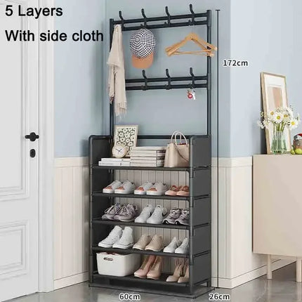Multi-Layer Shoe and Hat Rack Household Multifunctional Shoes Racks Floor Standing Dormitory Floor Standing Sneaker Coat Cabinet