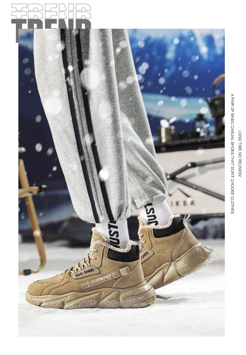 Men’s 2025 Cow Suede Ankle Snow Boots – Handmade Winter Casual Boots