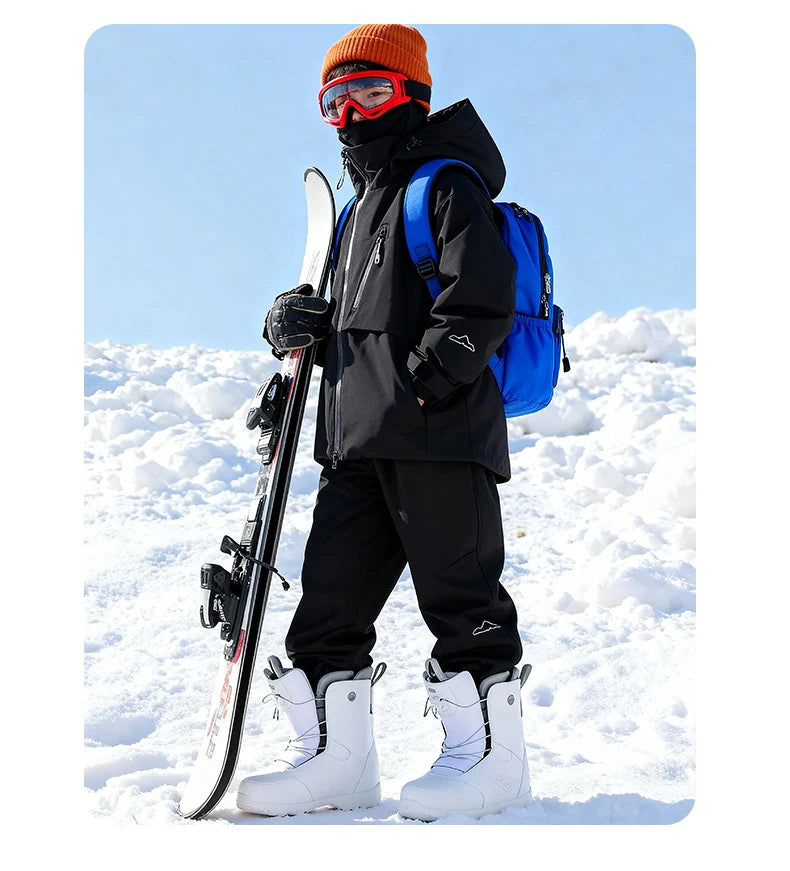 Children's Skiing Wear,Top+Bottom Winter Boys Snowboarding Suit,Girls Ski Suits,Windproof Waterproof Kids Ski Jacket Snow Pants