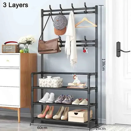 Multi-Layer Shoe and Hat Rack Household Multifunctional Shoes Racks Floor Standing Dormitory Floor Standing Sneaker Coat Cabinet