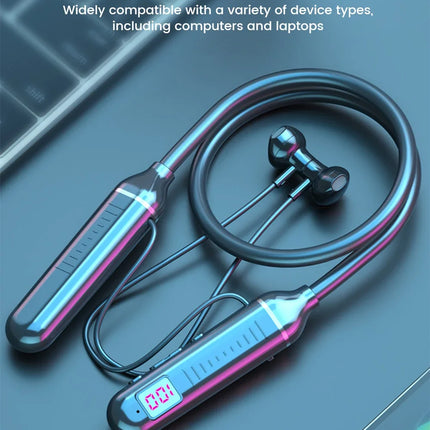 Wireless Earphones 5.3 Neckband Headphones Gaming LED Display Stereo Sports Headset Halter Waterproof Magnetic Earbuds