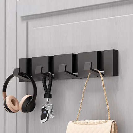 Coat Rack Wall Mount with Hidden HooksDoor and Towel Hooks for Hanging Hats Clothes and Bags in Bathrooms Kitchens and Entryways