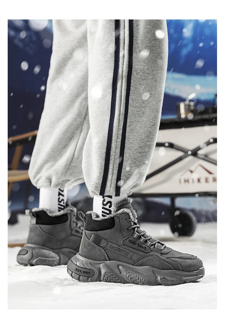 Men’s 2025 Cow Suede Ankle Snow Boots – Handmade Winter Casual Boots