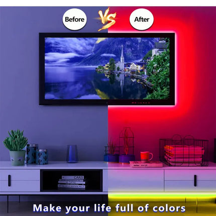 16ft/49ft/98ft/196ft Long LED Strip Lights - Color-Changing RGB Music Sync LED Rope Lights With 44-Key Remote And Phone App Cont