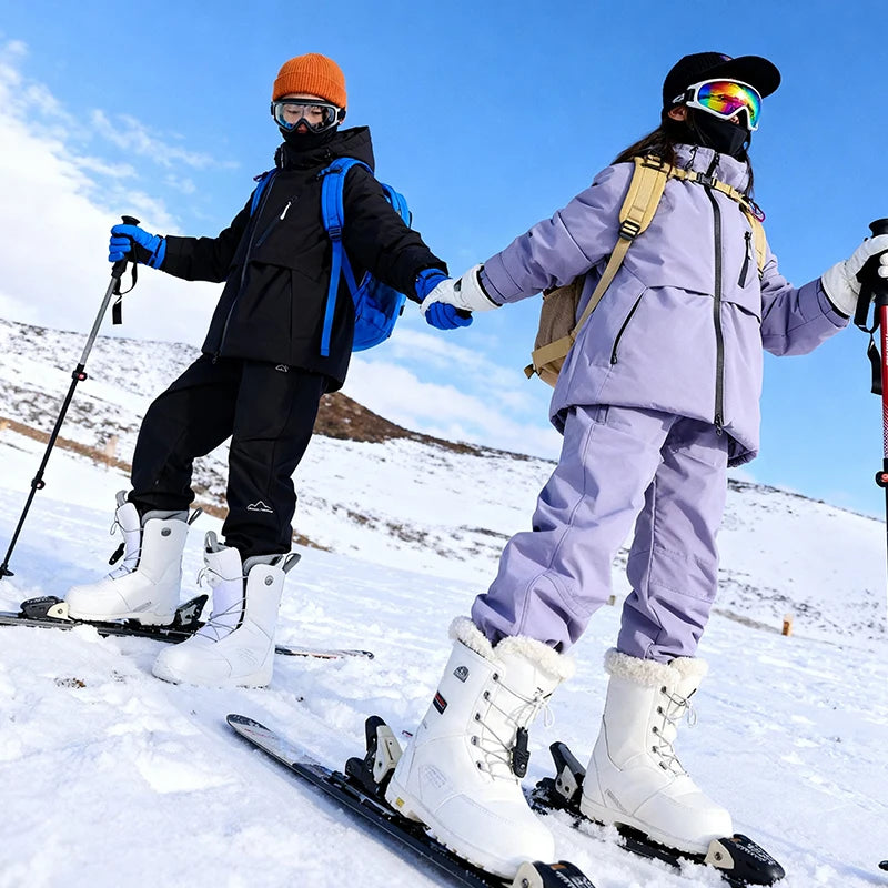 Children's Skiing Wear,Top+Bottom Winter Boys Snowboarding Suit,Girls Ski Suits,Windproof Waterproof Kids Ski Jacket Snow Pants