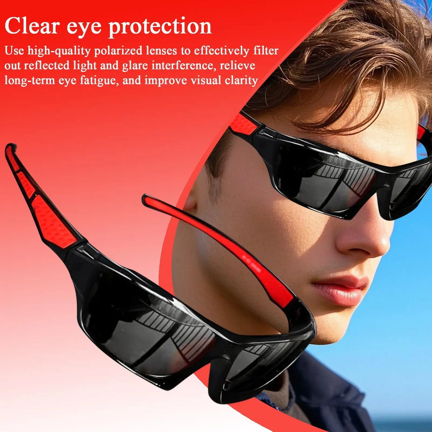 Mens Sun Glasses, Lightweight Sun Glasses, Polarized Sunglasses, Comfortable Lightweight Frame Sport Eyeglasses for Driving Fishing