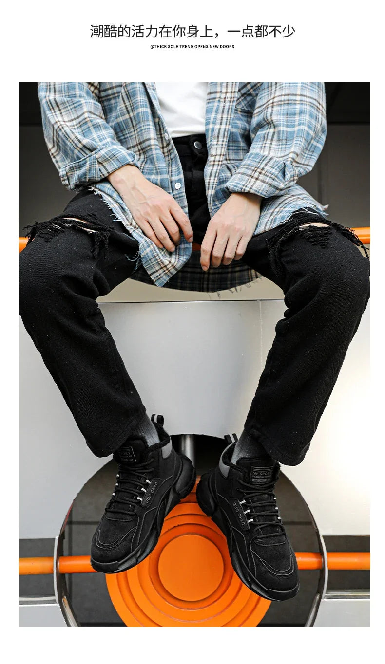 Men’s 2025 Cow Suede Ankle Snow Boots – Handmade Winter Casual Boots