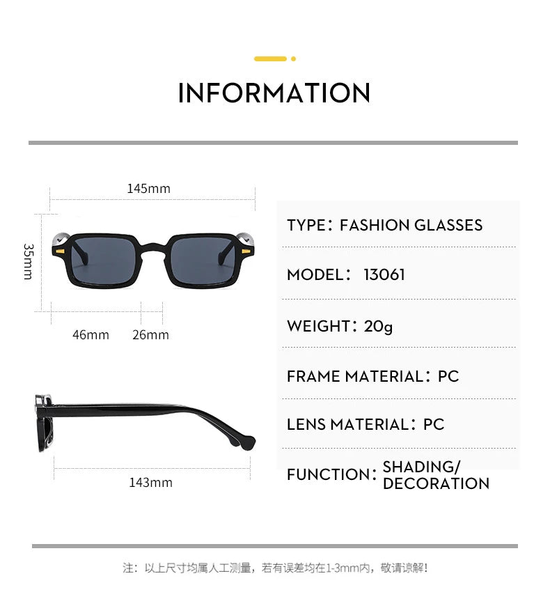 Luxurious Rectangle Sunglasses, Women Oval Vintage Brand, Designer Square Sun Glasses, Men Shades Female Eyewear Anti-glare UV400
