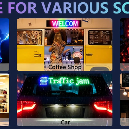 LED Matrix Pixel Panel, Scrolling Bright Advertising LED Signs, Flexible USB 5V LED Car Sign Bluetooth App Control