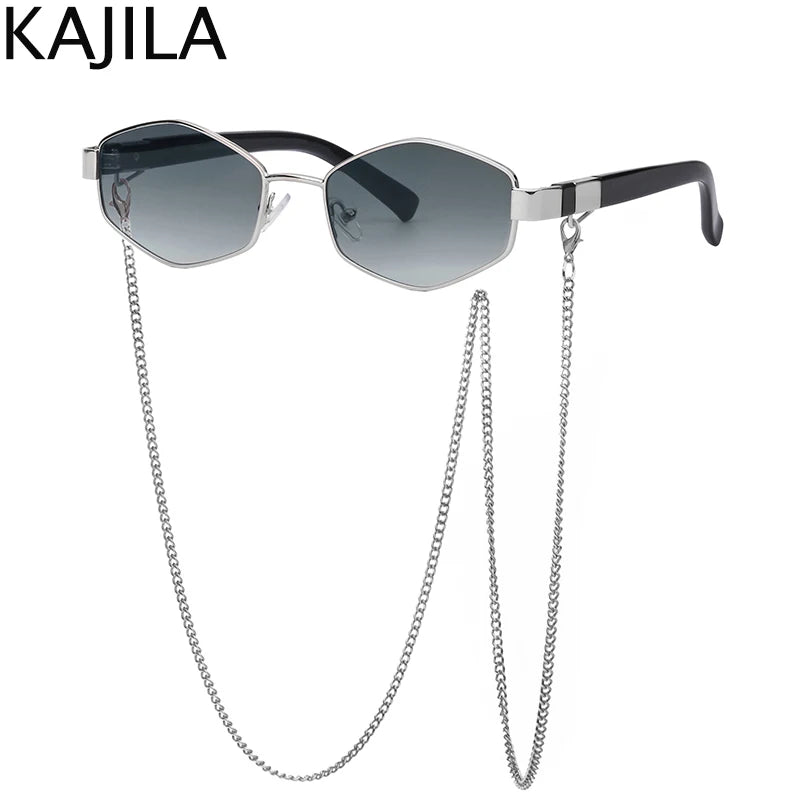 Sexy Small Frame Hexagon, Sunglasses Women With Chain 2025, Luxury Brand Designer Punk Sun Glasses For Ladies Shades Gafas De Sol