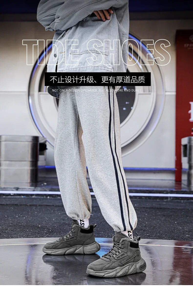 Men’s 2025 Cow Suede Ankle Snow Boots – Handmade Winter Casual Boots