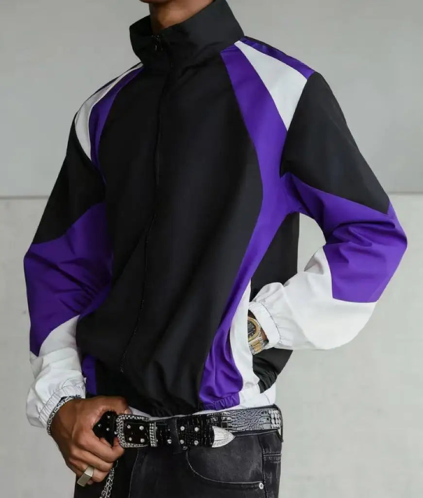 JoseSalman Men’s Casual Patchwork Jacket – Spring & Autumn Zipper Coat