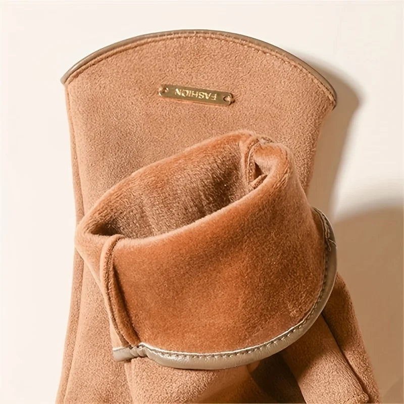 Women’s Suede Touchscreen Winter Gloves – Warm Fleece Lined