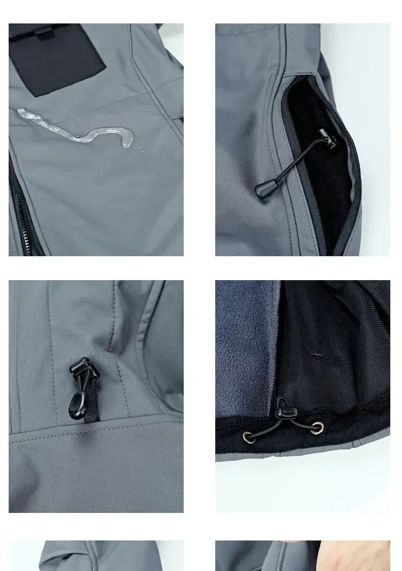 Men’s Military Patchwork Jacket – Winter Travel, Hooded Zipper Coat